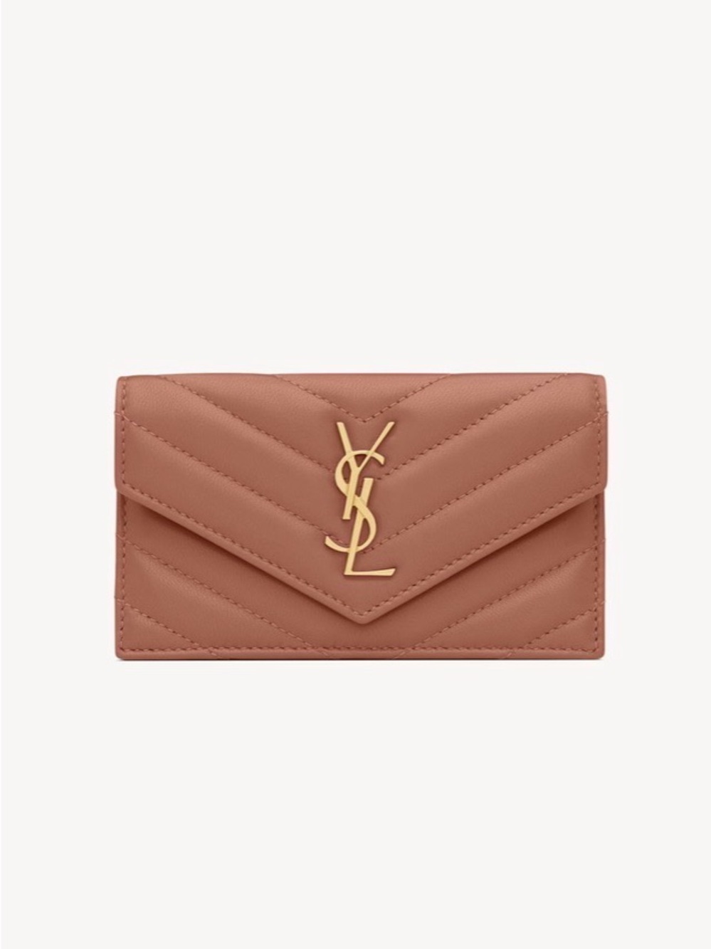 Saint Laurent Cassandre Fragments Flap Card Case Lambskin Barely Pink